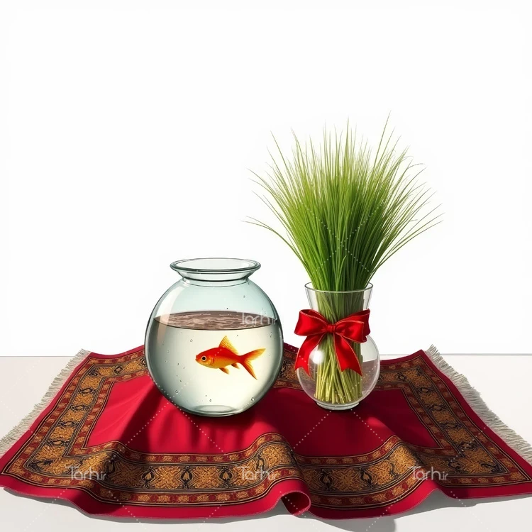 تصویر سبزه و ماهی قرمز ویژه هفت سین عکس حرفه ای ماهی گلی و سبزه