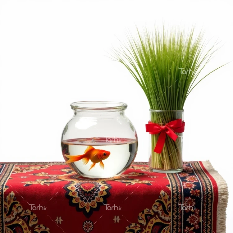 تصویر سبزه و ماهی قرمز ویژه هفت سین عکس حرفه ای ماهی گلی و سبزه