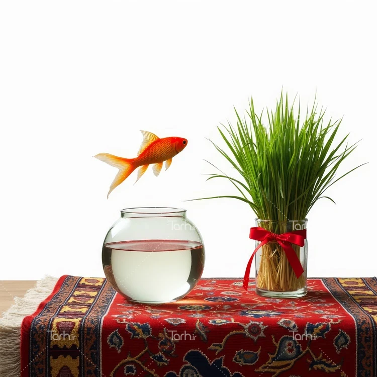 تصویر سبزه و ماهی قرمز ویژه هفت سین عکس حرفه ای ماهی گلی و سبزه