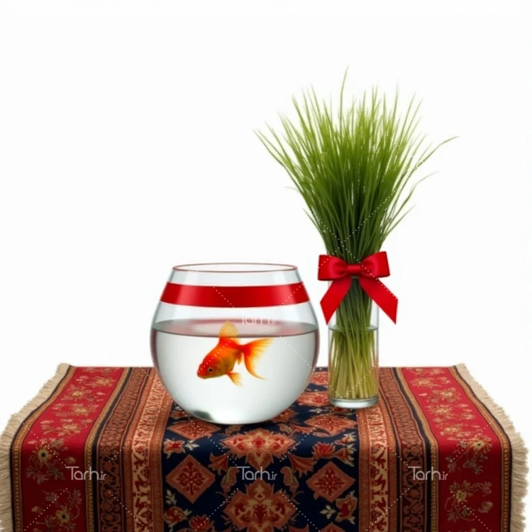 تصویر سبزه و ماهی قرمز ویژه هفت سین عکس حرفه ای ماهی گلی و سبزه
