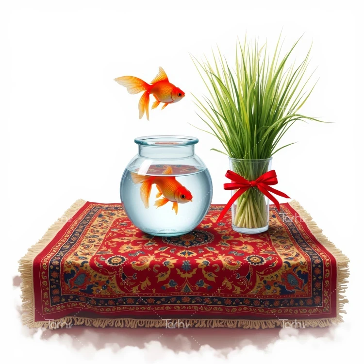 تصویر سبزه و ماهی قرمز ویژه هفت سین عکس حرفه ای ماهی گلی و سبزه