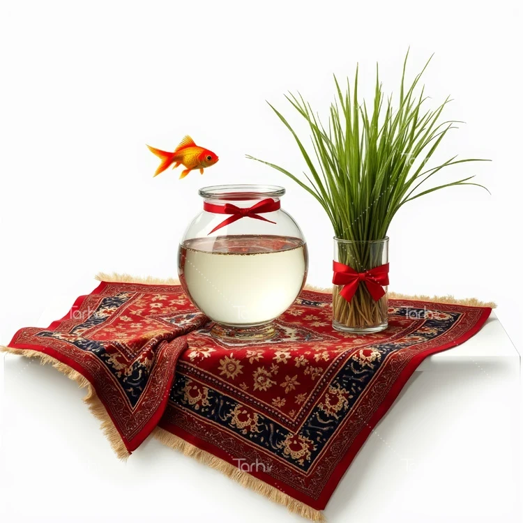تصویر سبزه و ماهی قرمز ویژه هفت سین عکس حرفه ای ماهی گلی و سبزه