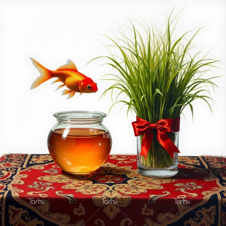تصویر سبزه و ماهی قرمز ویژه هفت سین عکس حرفه ای ماهی گلی و سبزه