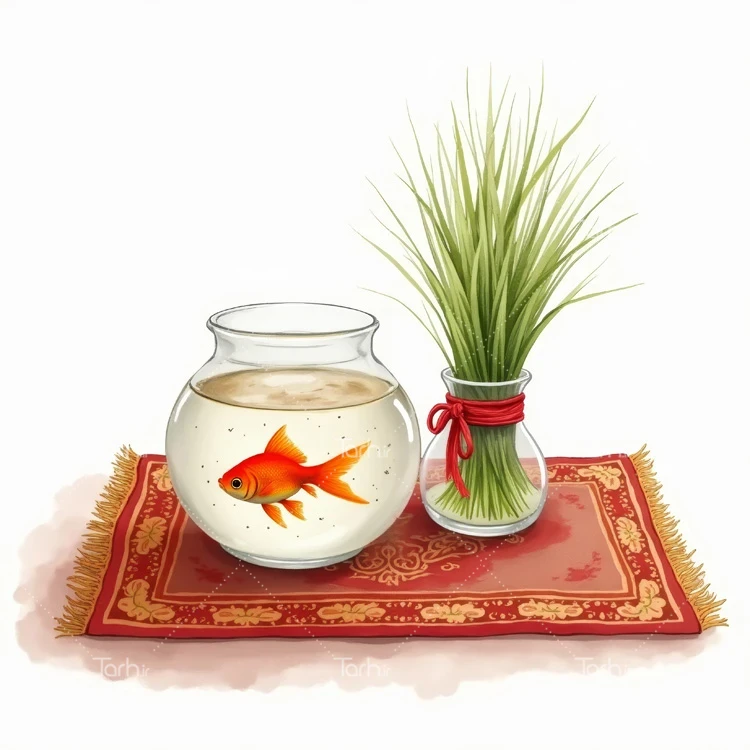 تصویر سبزه و ماهی قرمز ویژه هفت سین عکس حرفه ای ماهی گلی و سبزه