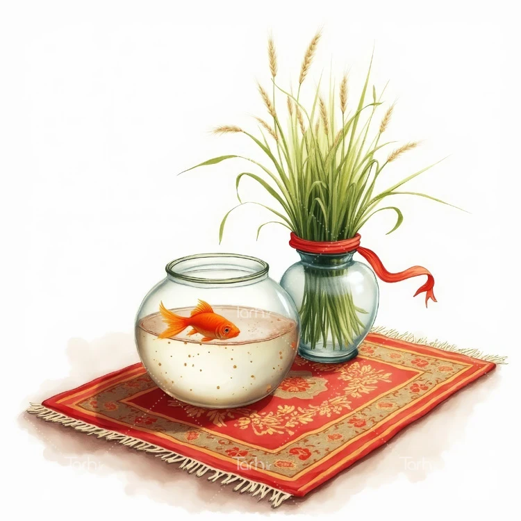 تصویر سبزه و ماهی قرمز ویژه هفت سین عکس حرفه ای ماهی گلی و سبزه