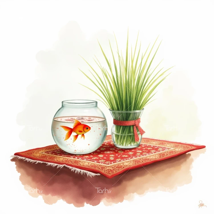 تصویر سبزه و ماهی قرمز ویژه هفت سین عکس حرفه ای ماهی گلی و سبزه