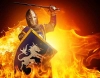 تصویر باکیفیت سرباز رومی در میان شعله های آتش