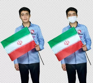 تصویر دوربری نوجوان و پرچم ایران