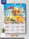 تقویم لایه باز دیواری آبمیوه و بستنی فروشی شامل عکس آبمیوه جهت چاپ تقویم بستنی فروشی 1403