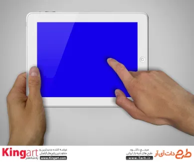 طرح پیش نمایش تبلت در دست به صورت لایه باز با فرمت psd جهت پیش نمایش صفحه iPad