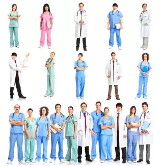 عکس استوک با کیفیت پرشکان با لباسهای رنگی مختلف 