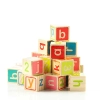 عکس استوک باکیفیت مکعب های چوبی اعداد و حروف الفبای انگلیسی