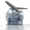 عکس باکیفیت هواپیما و کره زمین و چمدان