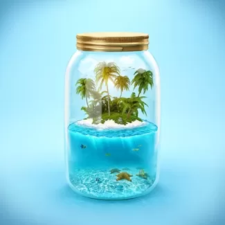 عکس باکیفیت جزیره کوچک در شیشه
