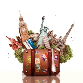 تصویر استوک باکیفیت چمدان و مکان های دیدنی و توریستی جهان