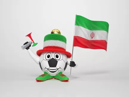 تصویر با کیفیت توپ فوتبال فانتزی و پرچم ایران