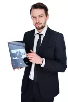 تصویر استوک کیفیت بالای مرد و تبلت تصویر استوک کیفیت بالای مرد و تبلت