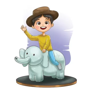 تصویرسازی پسر فیل سوار شامل کاراکتر بچه