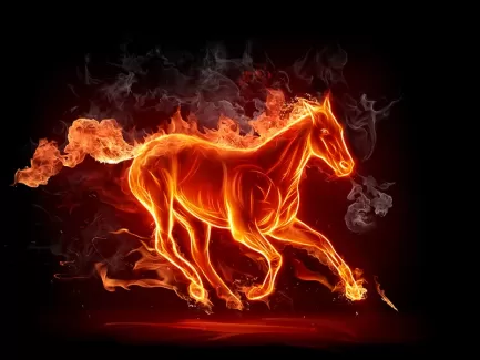 عکس استوک باکیفیت آتش به شکل اسب