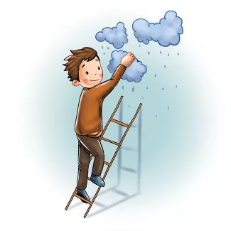 تصویرسازی پسر و ابر بارانی با فرمت psd و فتوشاپ