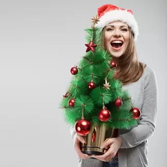 دانلود عکس با کیفیت درخت کریسمس در دست 
