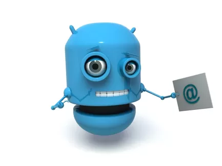 عکس باکیفیت ربات آبی و پلاکارد عکس باکیفیت ربات آبی و پلاکارد