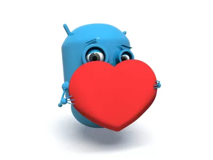 عکس استوک باکیفیت ربات آبی و قلب عکس استوک باکیفیت ربات آبی و قلب