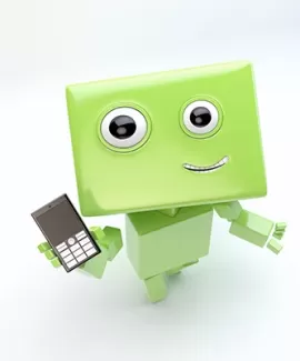 تصویر کیفیت بالای آدمک کارتونی و موبایل