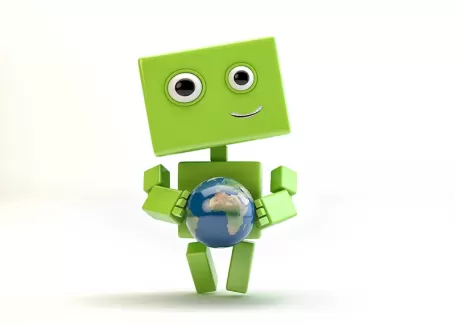 عکس کیفیت بالای آدمک کارتونی و کره زمین