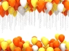 تصویر باکیفیت بادکنک های رنگی نارنجی و زرد