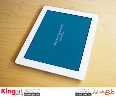 قالب رایگان پیش نمایش تبلت روی میز به صورت لایه باز با فرمت psd جهت پیش نمایش صفحه iPad