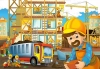 عکس باکیفیت آدمک کارتونی وساختمان در حال ساخت