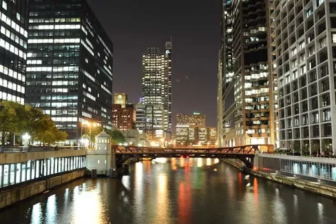 دانلود تصویر با کیفیت برج  و خیابان در شب