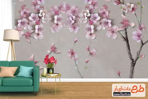 کاغذ دیواری طرح شکوفه
