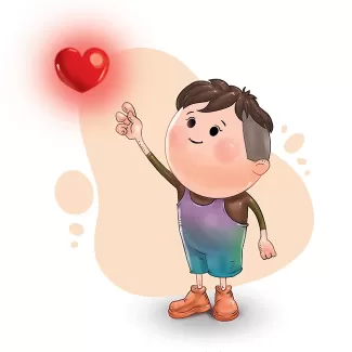 تصویرسازی پسر بچه با قلب با فرمت psd و فتوشاپ