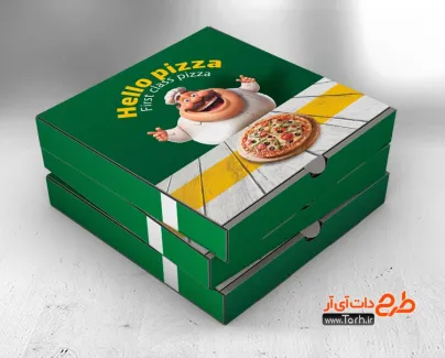 طرح گسترده جعبه پیتزا جهت استفاده برای بسته بندی و جعبه پیتزا به صورت رنگی