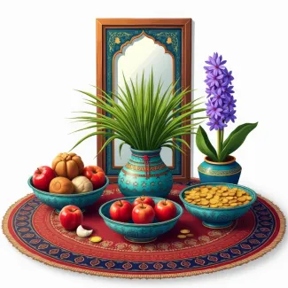 تصویر سفره هفت سین ساخته هوش مصنوعی عکس حرفه ای هفت سین