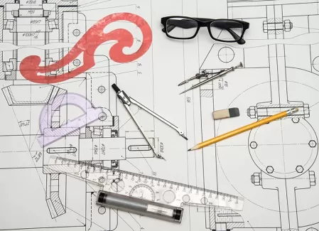 تصویر باکیفیت نقشه  مهندسی و عینک