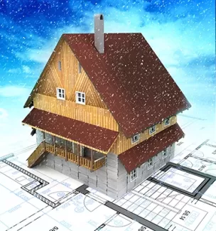 تصویر باکیفیت ماکت خانه چوبی و نقشه