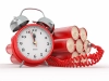 تصویر باکیفیت ساعت زنگ دار قرمز همراه با بمب