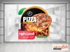 طرح لایه باز استیکر پیتزا فروشی شامل عکس پیتزا جهت چاپ استیکر فست فود و فلافلی