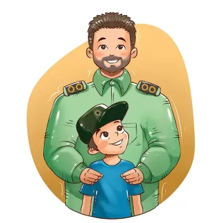 تصویرسازی پلیس و پسر بچه با فرمت psd و فتوشاپ شامل تصویر سازی پلیس و کودک