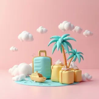 دانلود عکس مینیمال جزیره مدل سه بعدی عکس حرفه ای آژانس مسافرتی