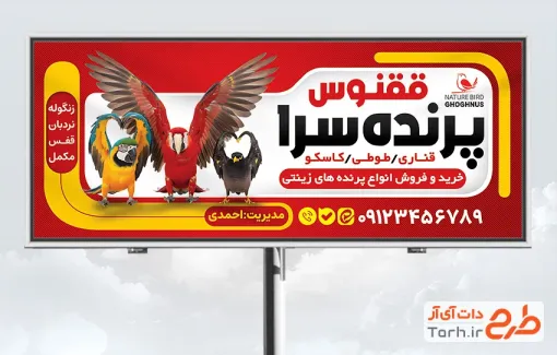 طرح بنر لایه باز پرنده فروشی شامل عکس کاسکو