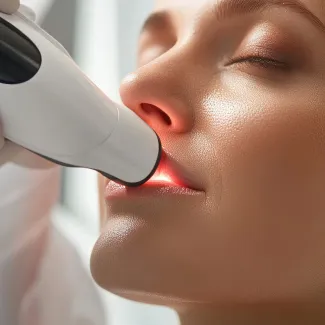 عکس زن در حال لیزر شدن با کیفیت عکس حرفه ای کلینیک لیزر