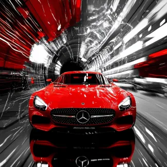 عکس بنز قرمز با کیفیت عکس حرفه ای ماشین