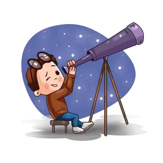 تصویرسازی پسر ستاره شناس شامل کاراکتر بچه