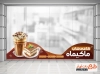طرح لایه باز برچسب شیشه کافی شاپ شامل عکس موکا