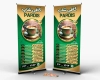 طرح بنر استندی منو کافی شاپ شامل عکس فنجان قهوه