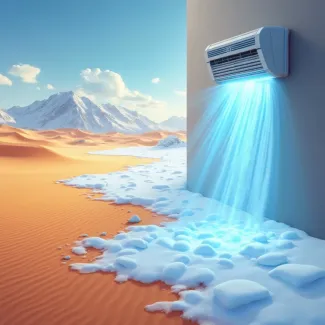 عکس برف در کویر توسط کولر گازی و اسپلیت عکس حرفه ای کولر گازی